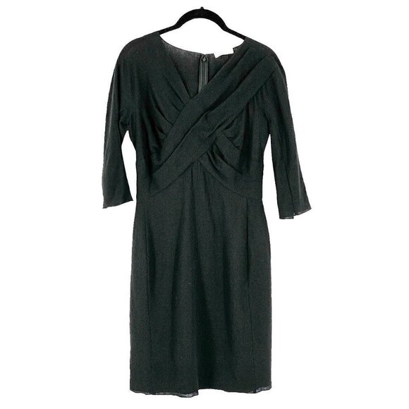 Nina Ricci Black Wool-Blend Crepe Cocktail Sheath Dress FR38/US Small - Picture 1 of 9